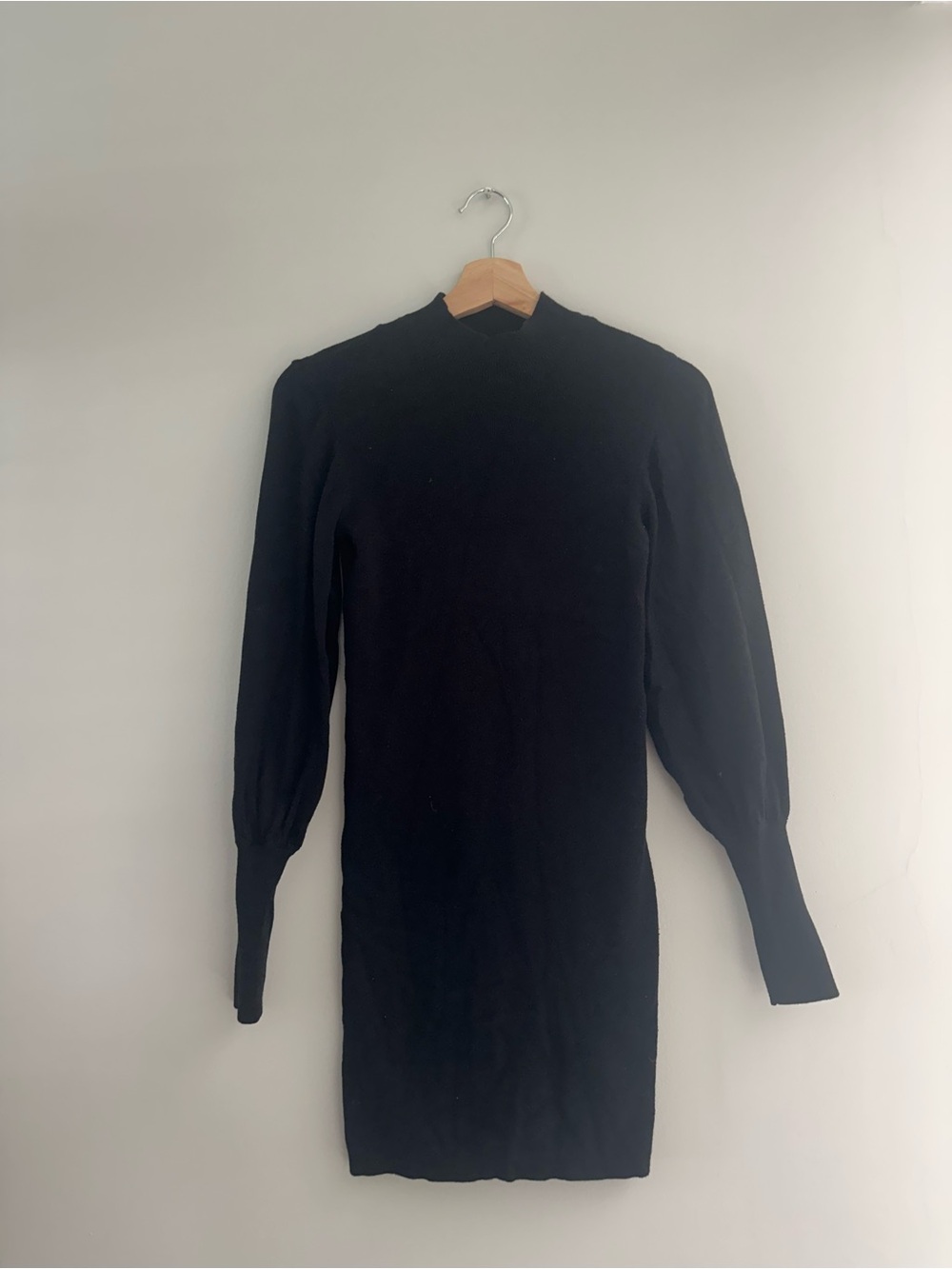 Black Ribbed Mock Sweater Dress